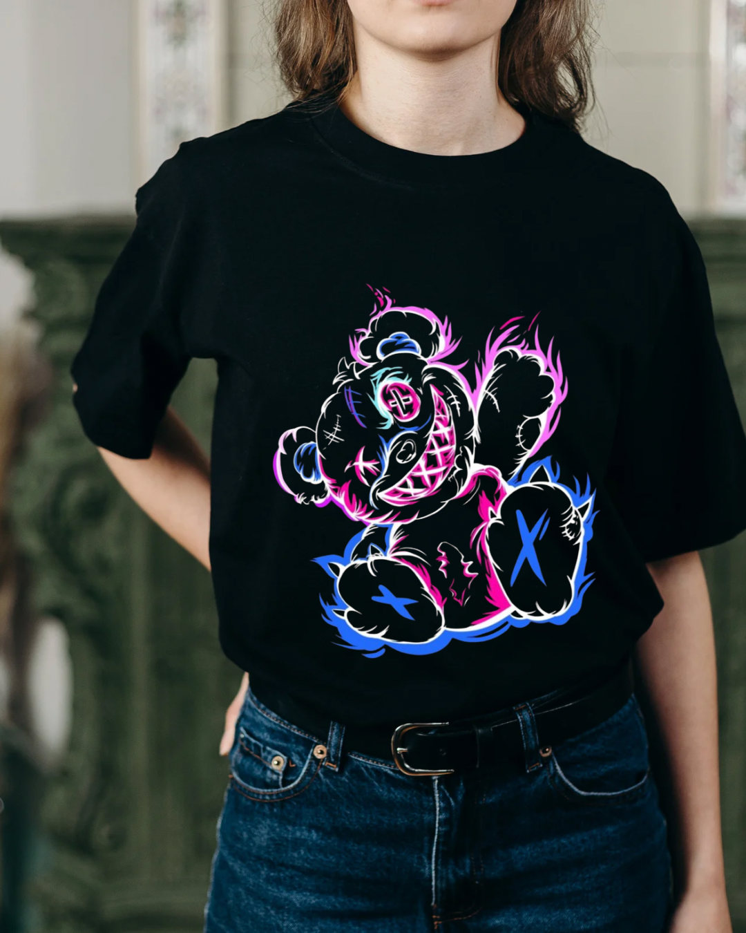 Neon Rage Teddy Tee – Black Edition