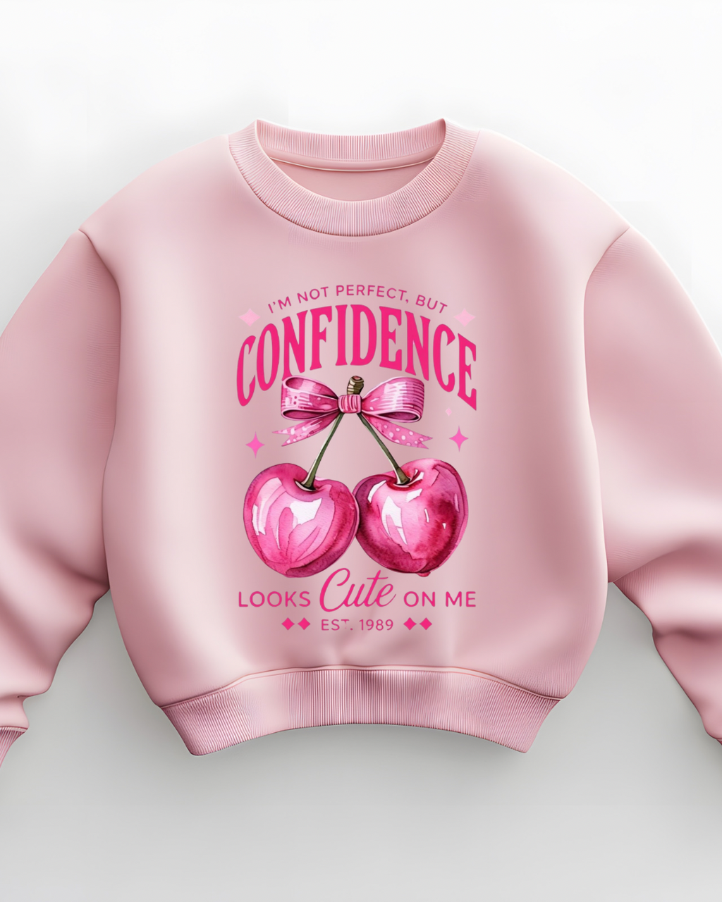 Confidence Looks Cute On Me – Pink Cherry Bundle (Tee + Crewneck)